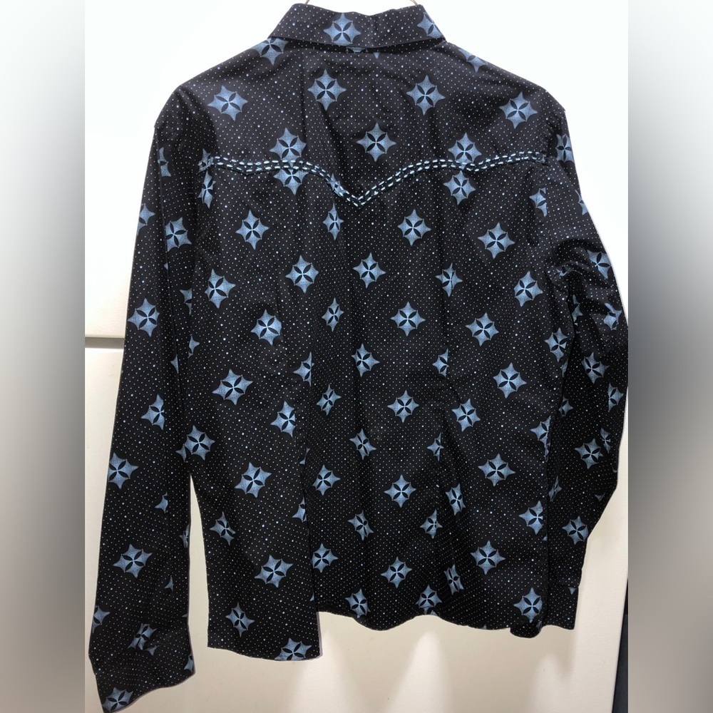 💫Panhandle Slim Roughstock Geometric Snap Down Shirt - Picture 12 of 15